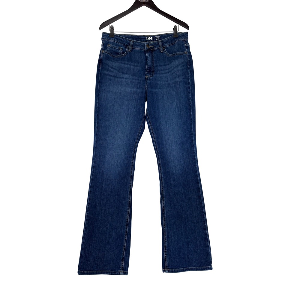 Lee Womens Regular Fit Bootcut Mid Rise Jeans Dark Wash Blue Size 12L Fits 32x32